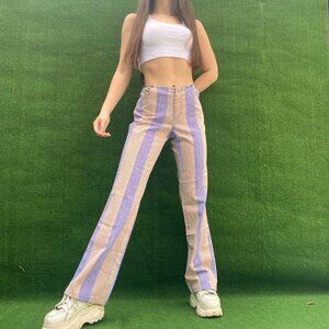 Vintage 90s striped flare leg DKNY sample pants 32" Corpcore